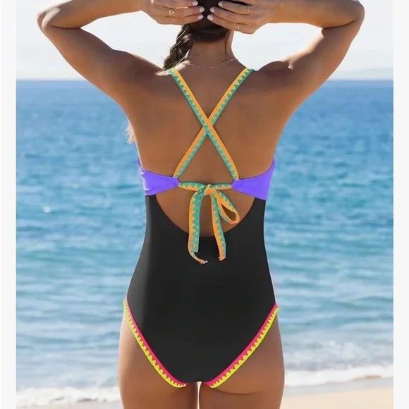 NWOT Popvil Neon One Piece Swimsuit - Picture 3 of 7